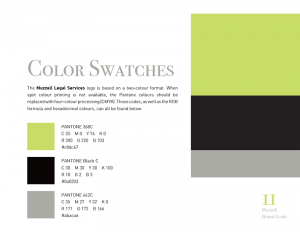Muzzell Legal Services Brand Guide Swatches